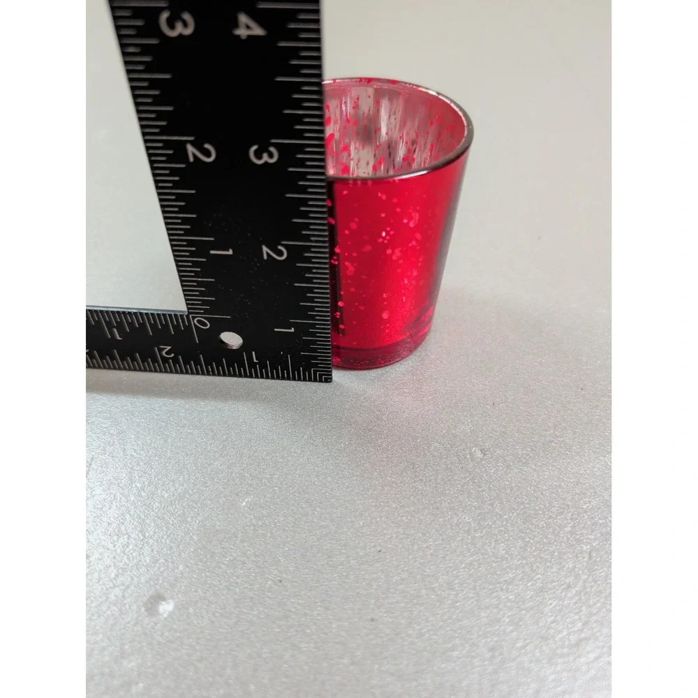 Red Mercury Glass Votive Candle Holder Speckled Tea Light Cup Holiday Decor